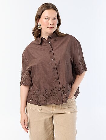 Chemise manches courtes avec broderie ajourée