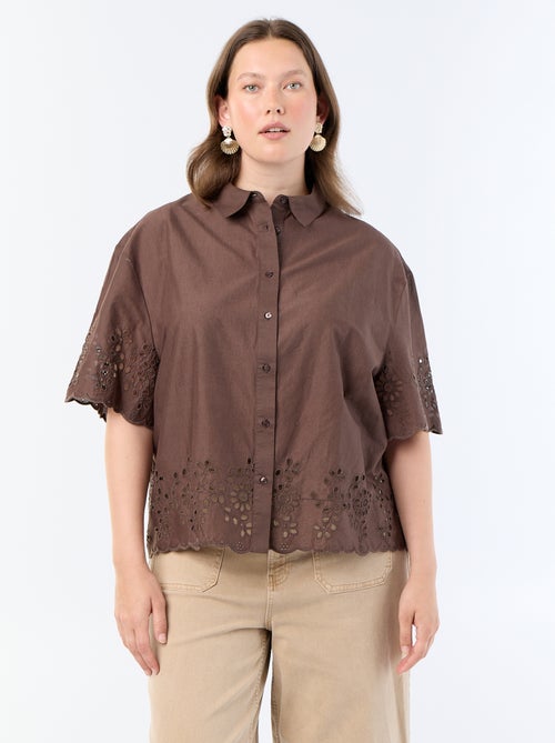 Chemise manches courtes avec broderie ajourée - Kiabi