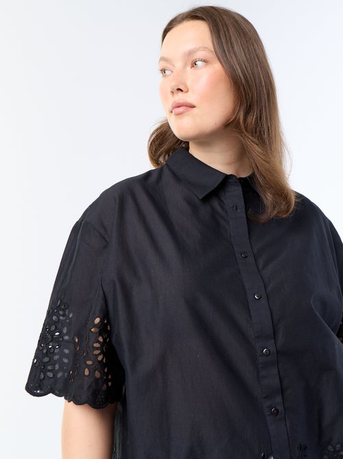 Chemise manches courtes avec broderie ajourée - Kiabi