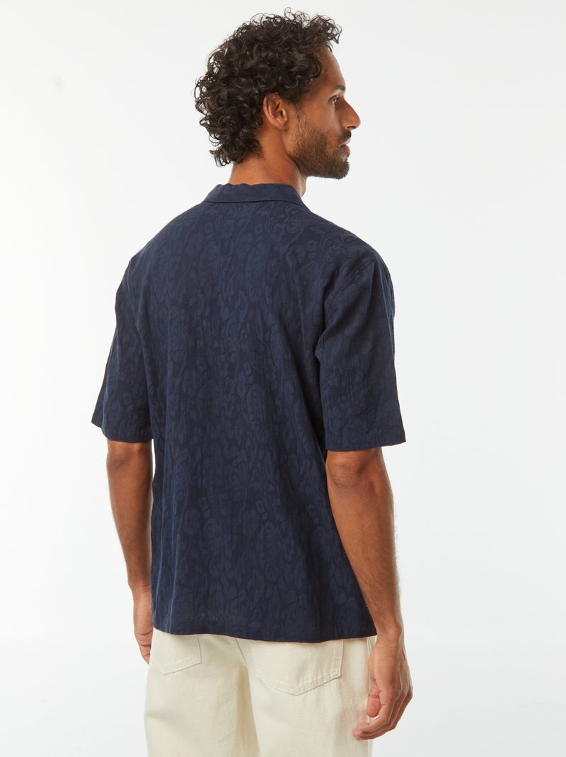 Chemise manches courtes avec broderies Bleu - Kiabi