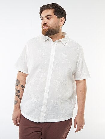 Chemise manches courtes avec broderies fleurs all over