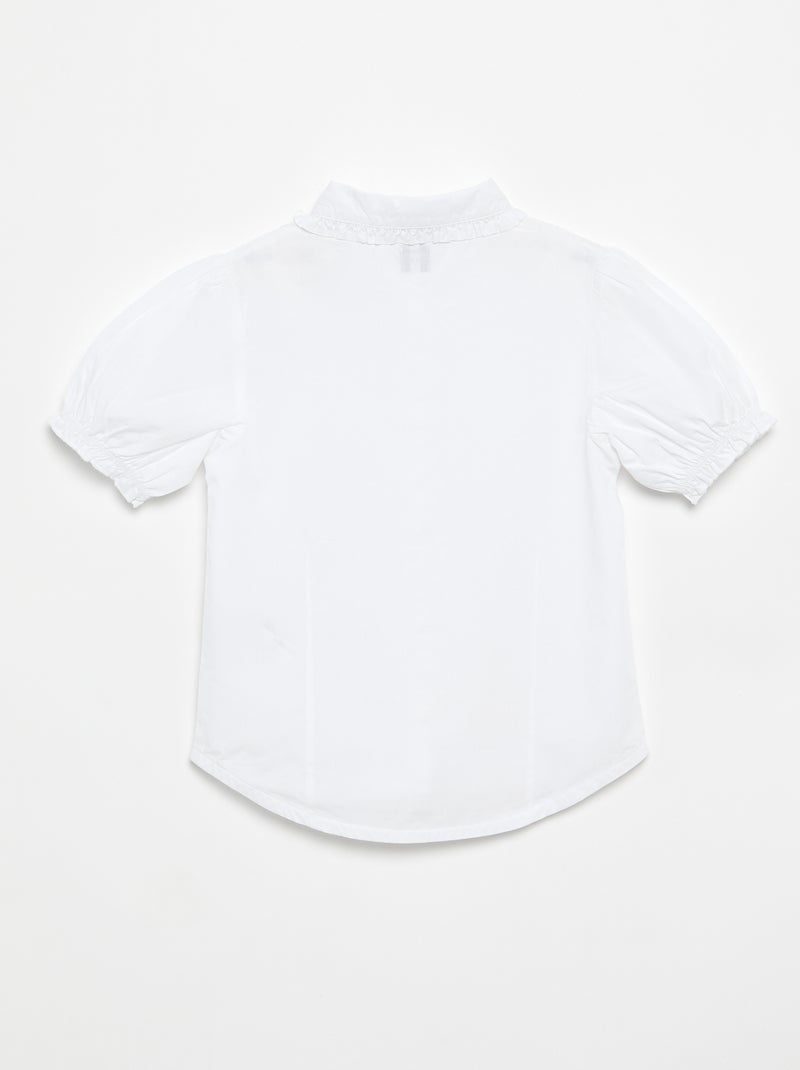 Chemise manches courtes avec col claudine Blanc - Kiabi