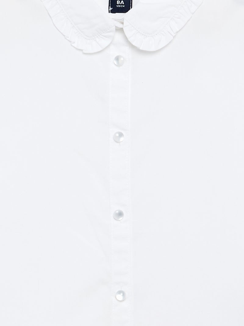 Chemise manches courtes avec col claudine Blanc - Kiabi