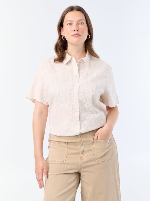 Chemise manches courtes avec imprimé brodé - Kiabi