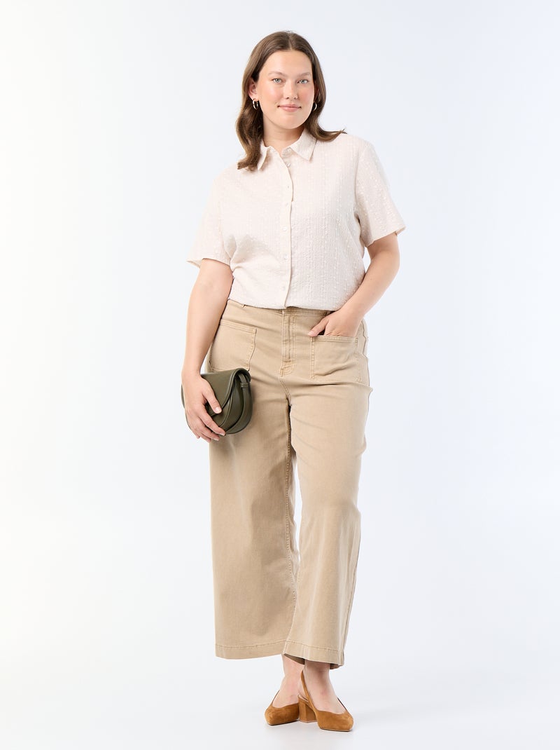 Chemise manches courtes avec imprimé brodé Gris - Kiabi
