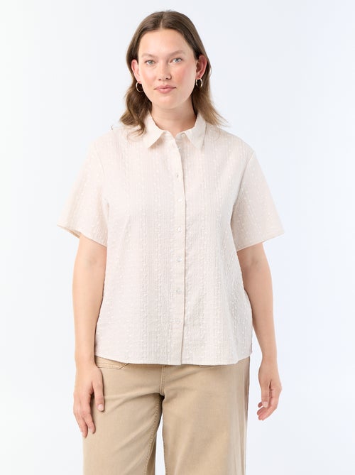 Chemise manches courtes avec imprimé brodé - Kiabi