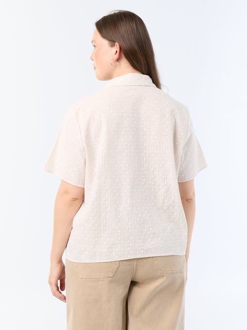 Chemise manches courtes avec imprimé brodé - Kiabi