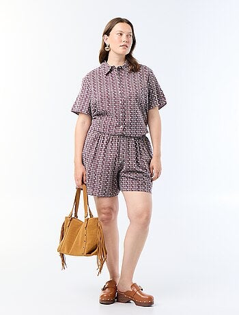 Chemise manches courtes avec imprimé brodé