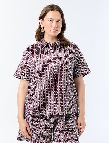 Chemise manches courtes avec imprimé brodé