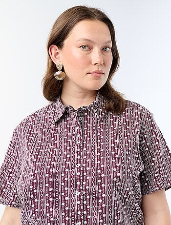 Chemise manches courtes avec imprimé brodé