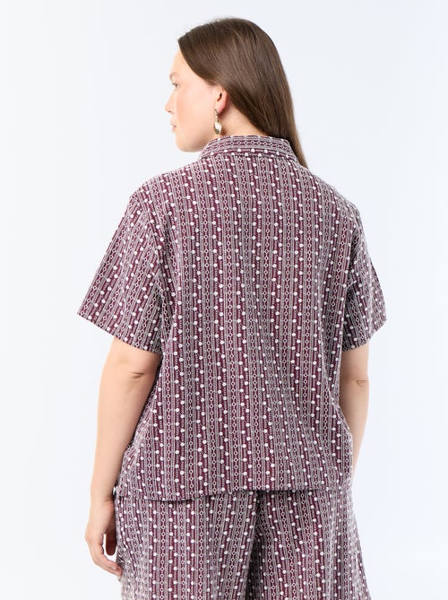 Chemise manches courtes avec imprimé brodé - Kiabi