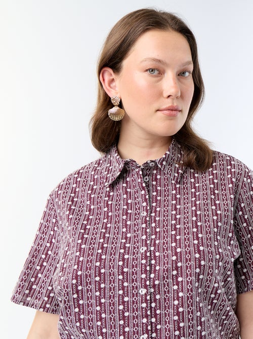 Chemise manches courtes avec imprimé brodé - Kiabi