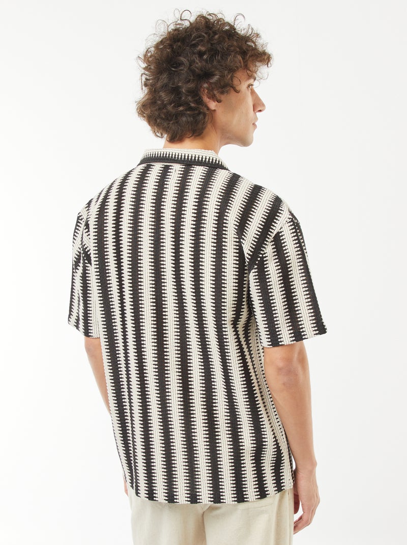 Chemise manches courtes avec motif fantaisie Noir - Kiabi