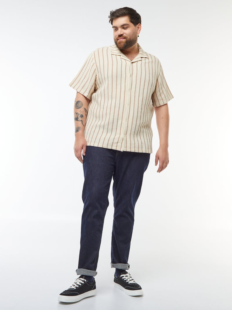Chemise manches courtes avec motif rayé Blanc - Kiabi