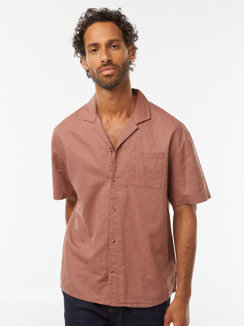 Chemise manches courtes avec poche poitrine Marron - Kiabi