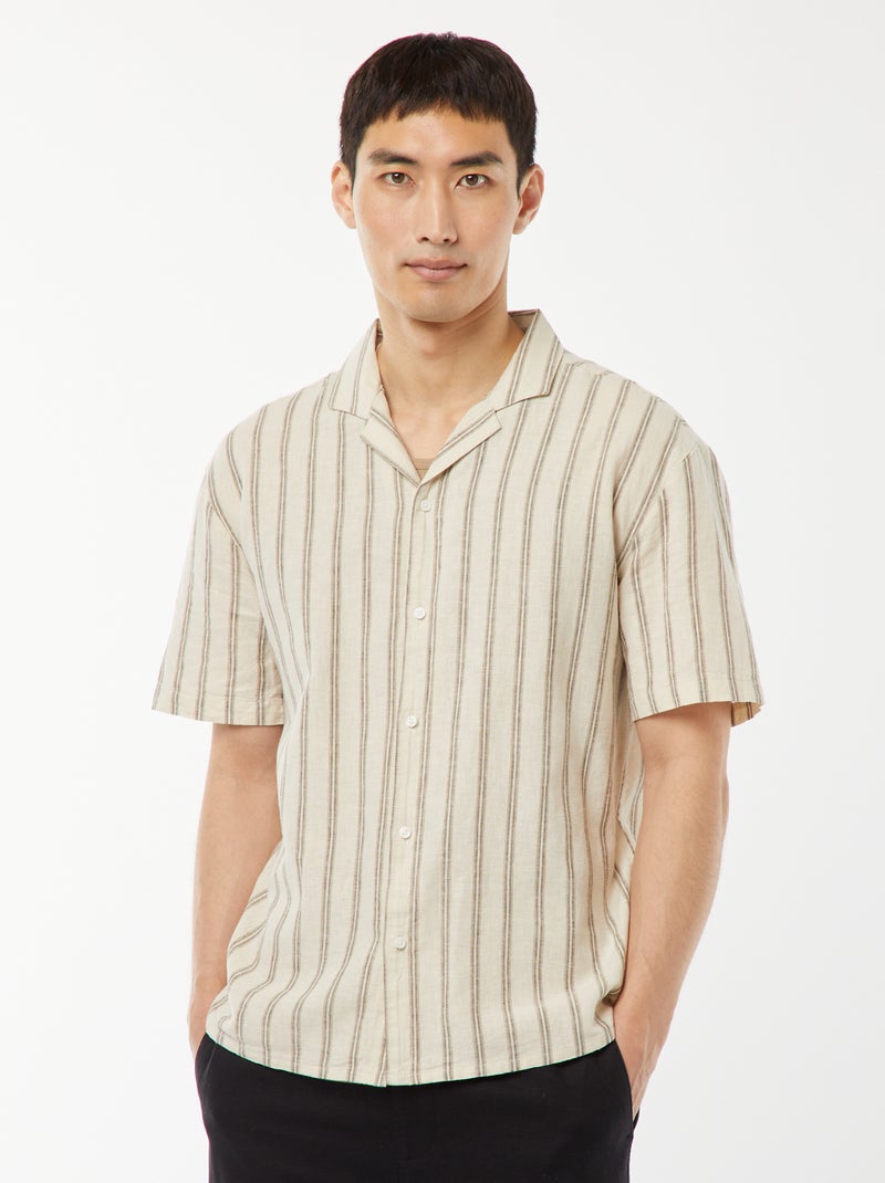 Chemise manches courtes Beige - Kiabi