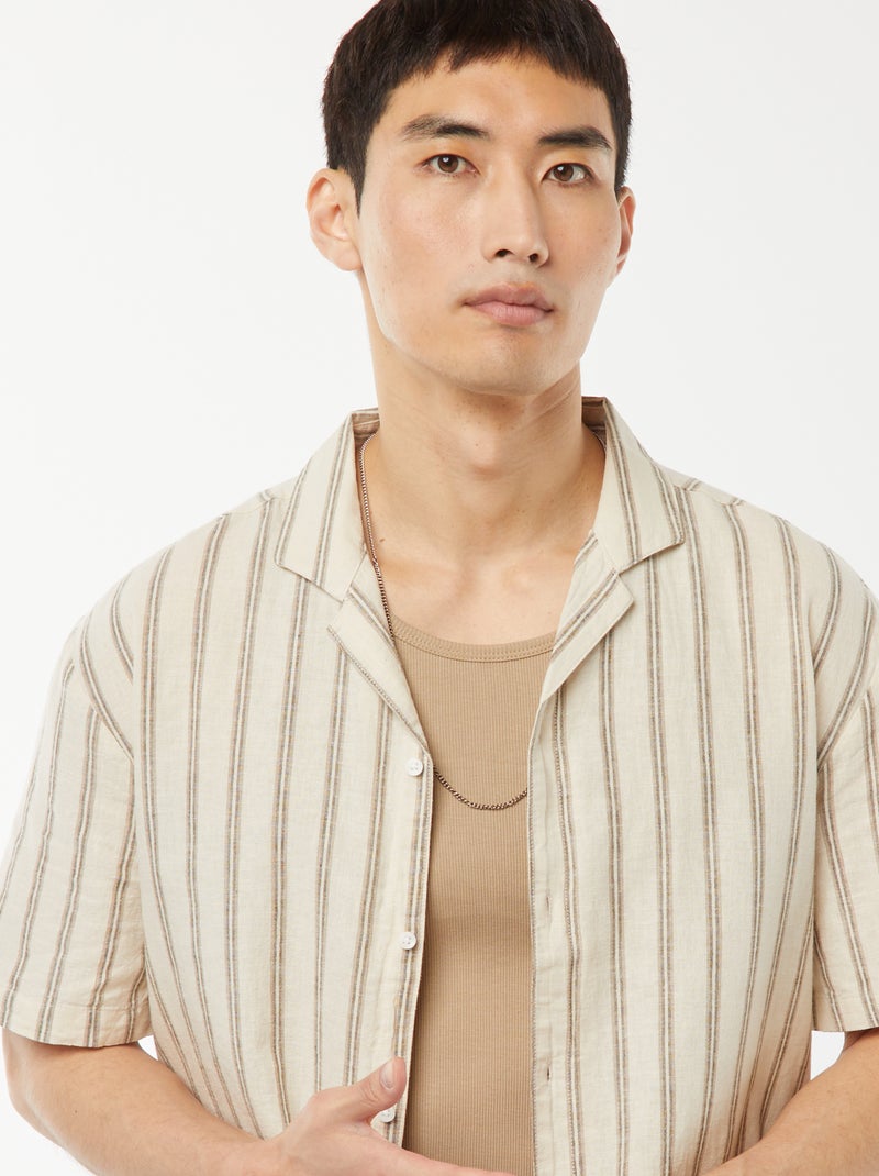 Chemise manches courtes Beige - Kiabi