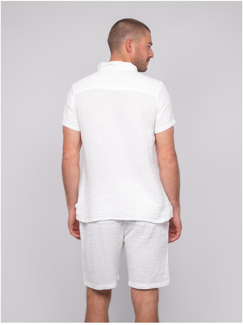 Chemise manches courtes coton doumaki Ecru - Kiabi