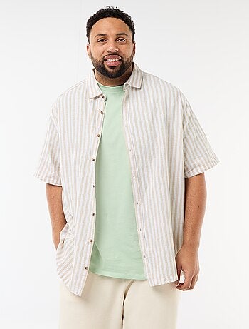 Chemise manches courtes en lin mélangé