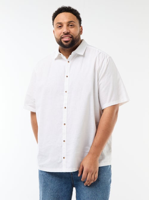Chemise manches courtes en lin mélangé - Kiabi