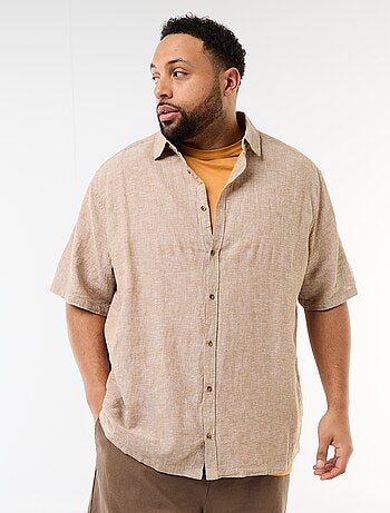 Chemise manches courtes en lin mélangé