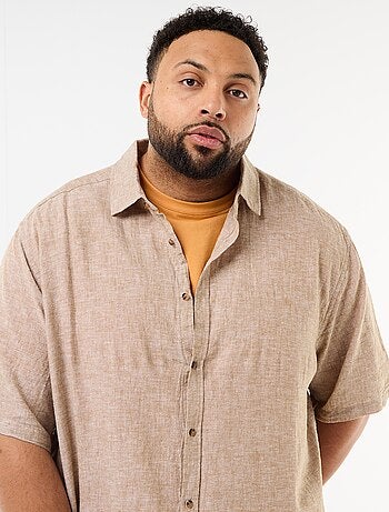 Chemise manches courtes en lin mélangé