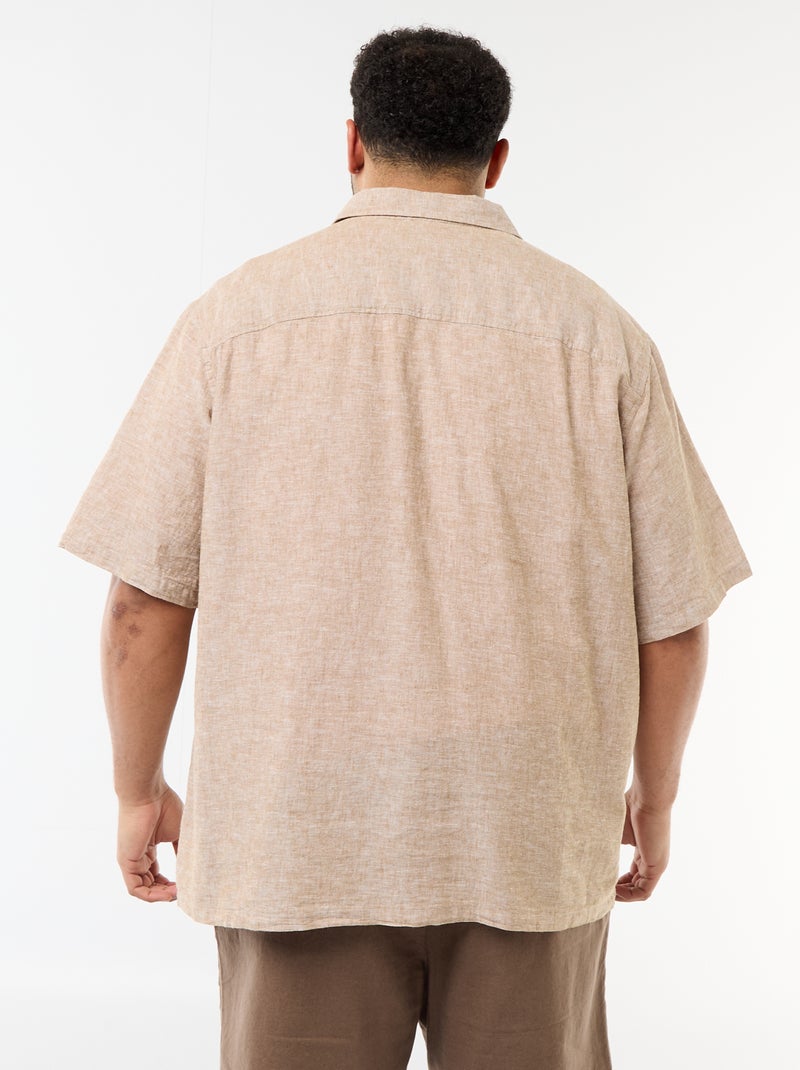 Chemise manches courtes en lin mélangé Jaune - Kiabi