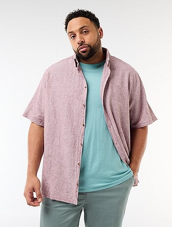 Chemise manches courtes en lin mélangé