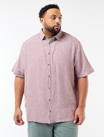 Chemise manches courtes en lin mélangé