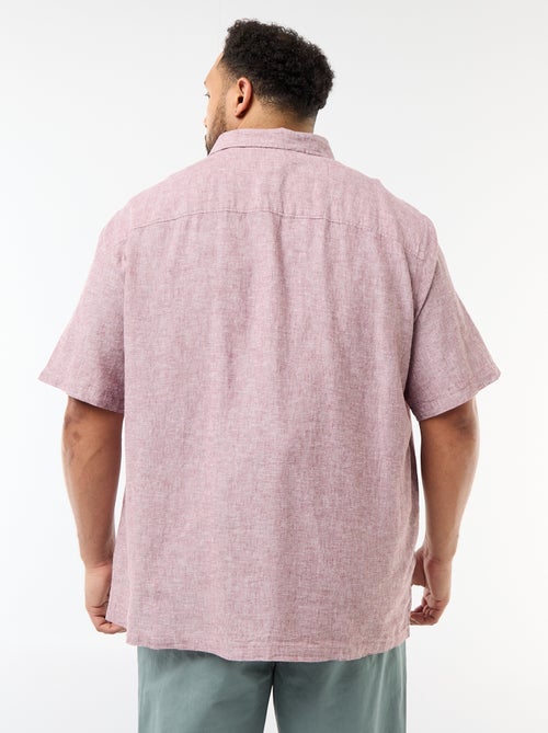 Chemise manches courtes en lin mélangé - Kiabi