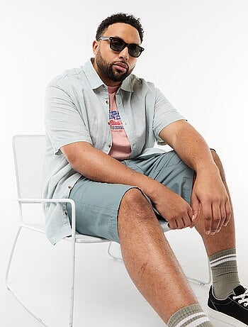 Chemise manches courtes en lin mélangé