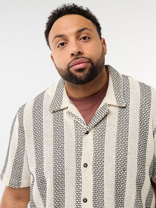 Chemise manches courtes en maille ajourée - Kiabi