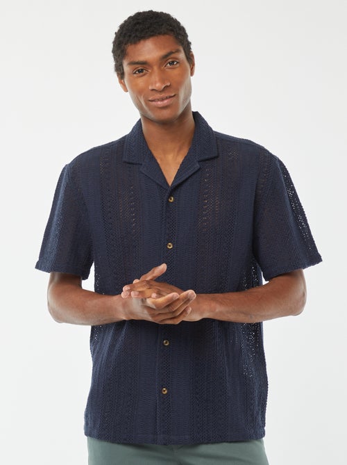 Chemise manches courtes en maille ajourée - Kiabi