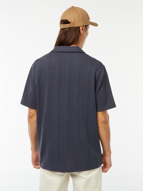 Chemise manches courtes en maille ajourée - Kiabi