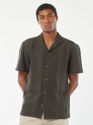 Chemise manches courtes en maille ajourée