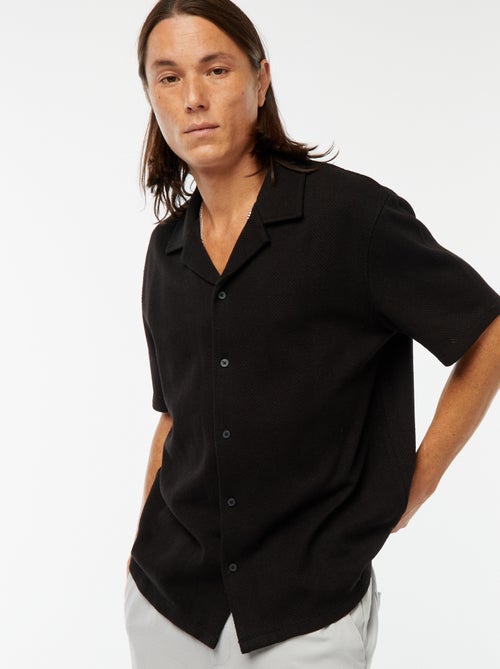 Chemise manches courtes en maille ajourée - Kiabi