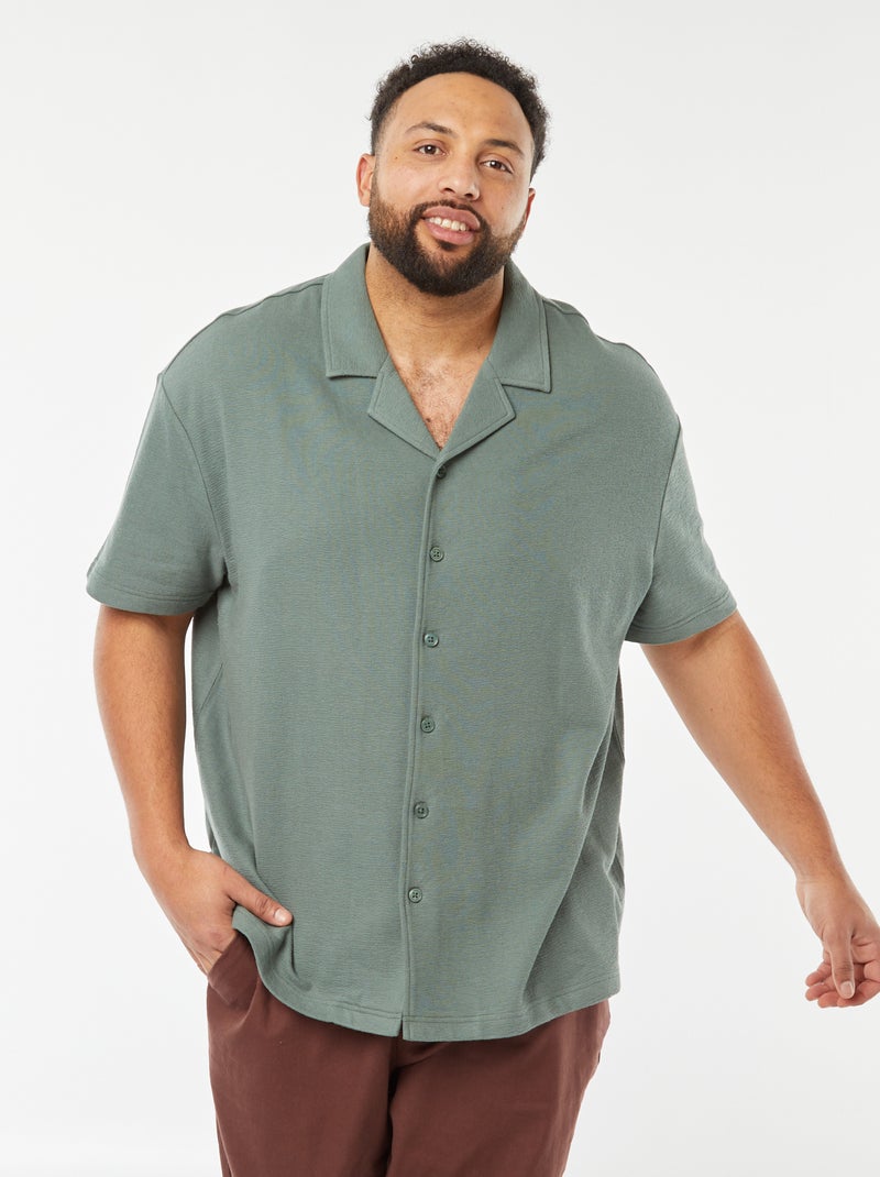Chemise manches courtes en maille casual Vert - Kiabi
