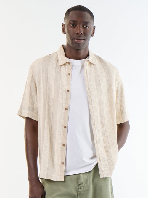 Chemise manches courtes en maille crochet - Kiabi