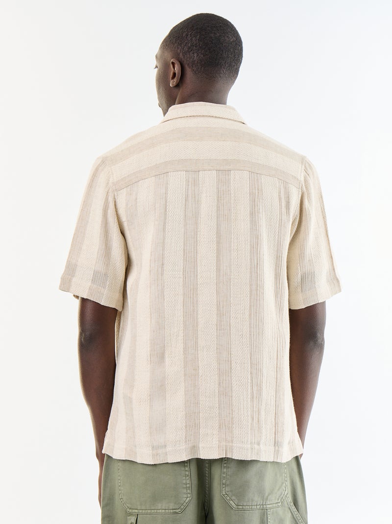 Chemise manches courtes en maille crochet Beige - Kiabi