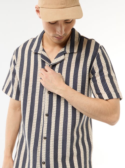 Chemise manches courtes en maille crochet - Kiabi