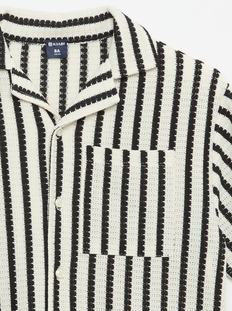 Chemise manches courtes en maille crochet Noir - Kiabi