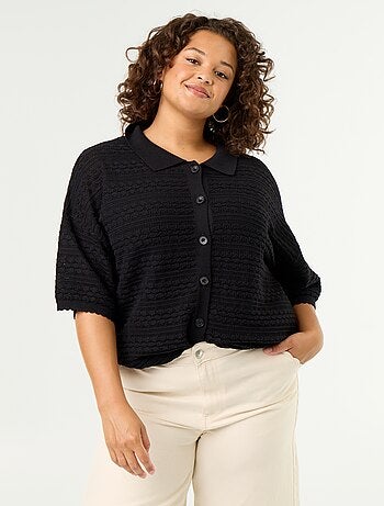 Chemise manches courtes en maille crochet