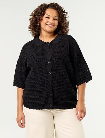 Chemise manches courtes en maille crochet