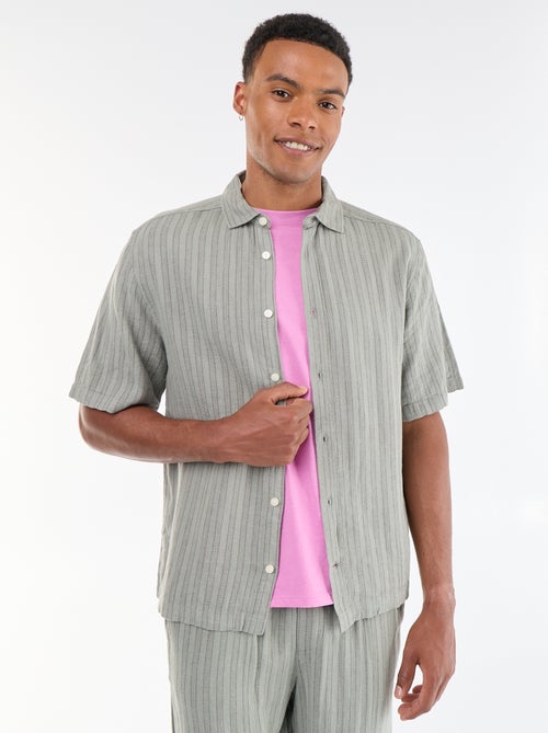 Chemise manches courtes en maille crochet - Kiabi