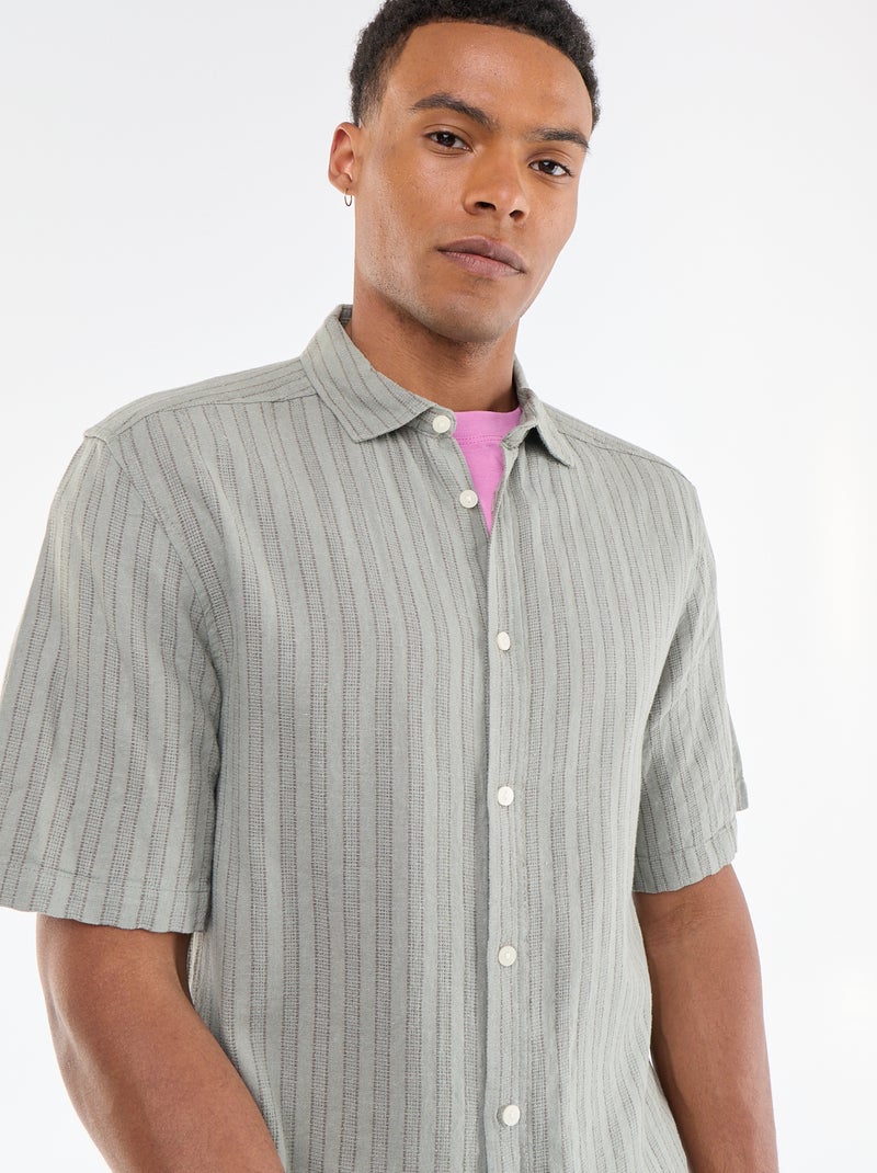 Chemise manches courtes en maille crochet Vert - Kiabi