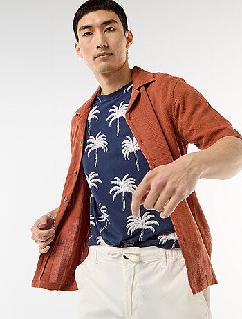 Chemise manches courtes en maille fantaisie