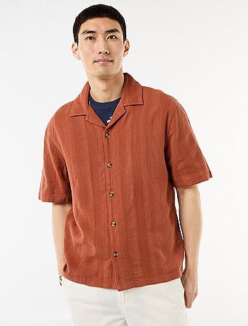 Chemise manches courtes en maille fantaisie