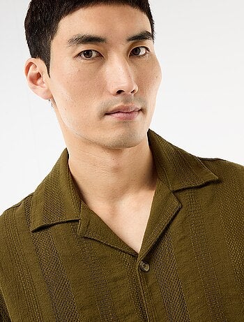 Chemise manches courtes en maille fantaisie