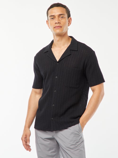 Chemise manches courtes en matière ajourée - Kiabi
