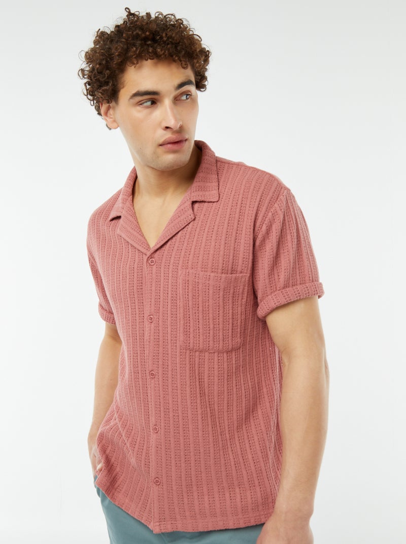 Chemise manches courtes en matière ajourée ROSE - Kiabi